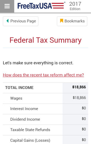 Federal Summary in the Mobile Version