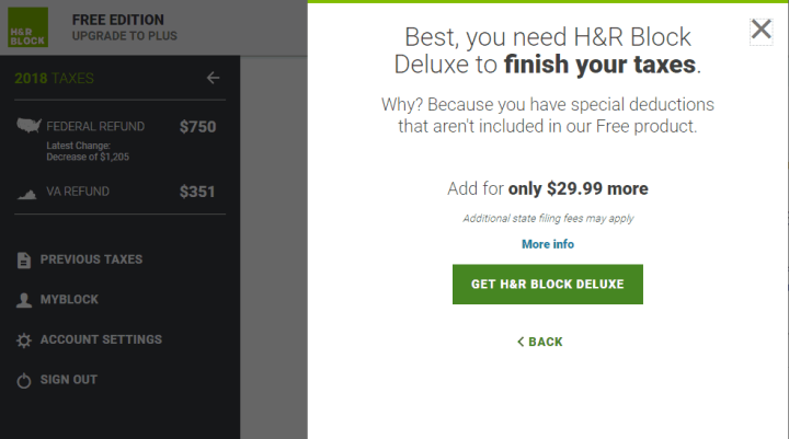 Automated Upgrade Prompt in H&R Block