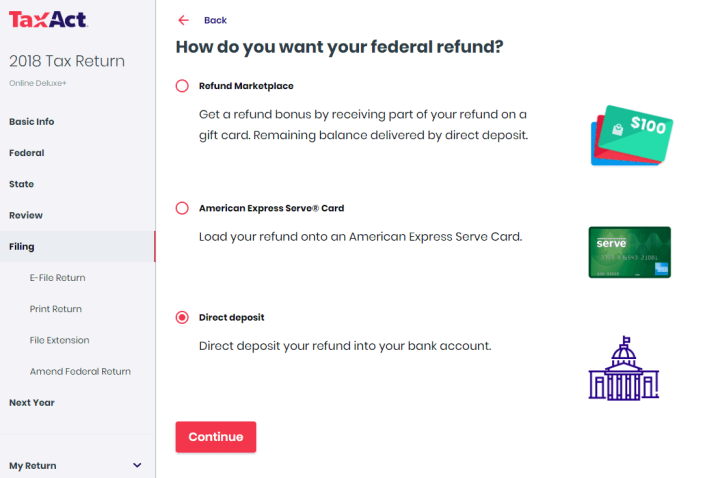 Refund Options for TaxAct Users