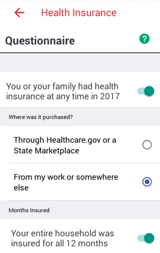 The Health Insurance Section in the App