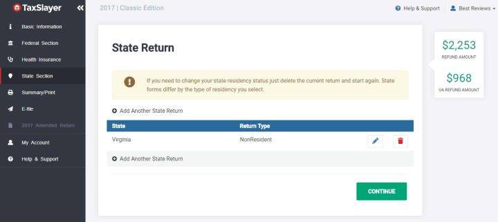 State Return Completed in TaxSlayer